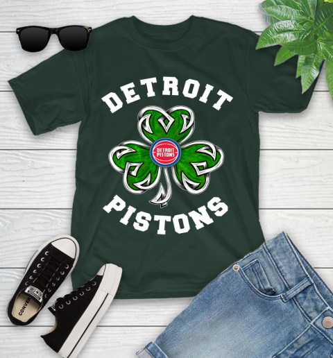 NBA Detroit Pistons Three Leaf Clover St Patrick's Day Basketball Sports Youth T-Shirt 5