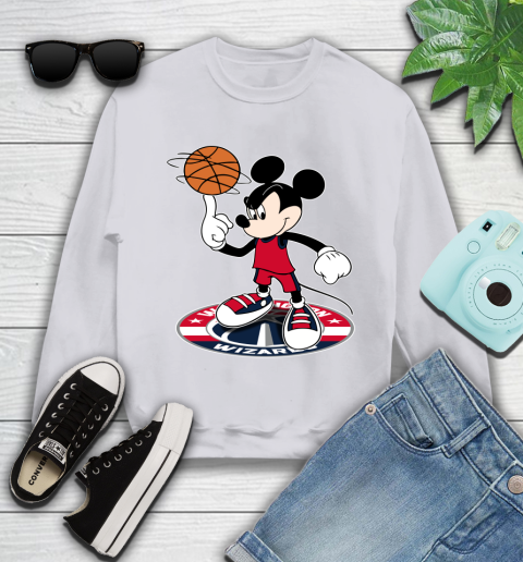 NBA Basketball Washington Wizards Cheerful Mickey Disney Shirt Youth Sweatshirt 4