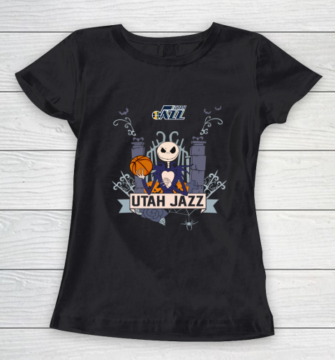 NBA Utah Jazz Basketball Jack Skellington Halloween Women's T-Shirt