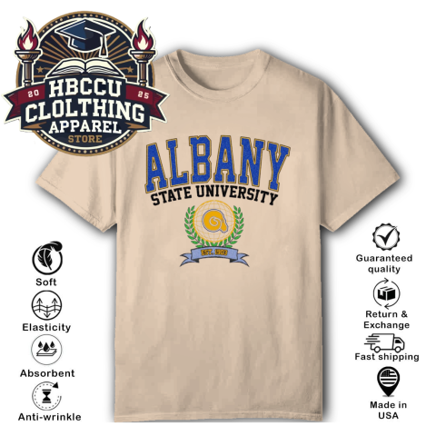 Albany State University ASU HBCU T-Shirt z7m3 albany state university asu hbcu classic t shirt 2 front natural HBCU Clothing Apparel