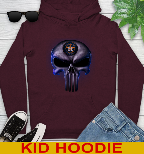 Houston Astros MLB Baseball Punisher Skull Sports Youth Hoodie 7