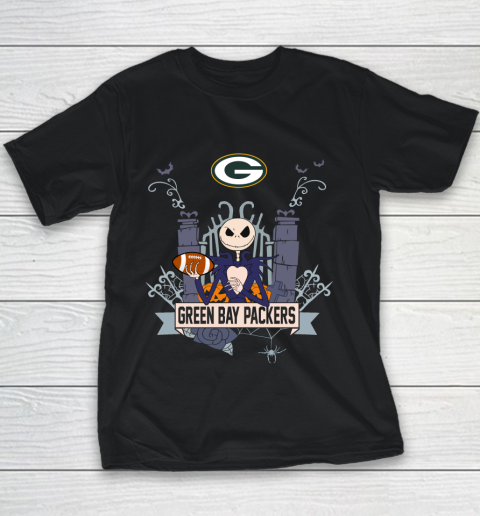 NFL Green Bay Packers Football Jack Skellington Halloween Youth T-Shirt