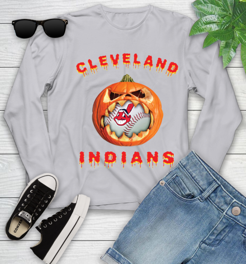 MLB Cleveland Indians Halloween Pumpkin Baseball Sports Youth Long Sleeve 5