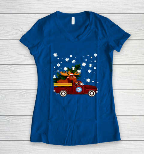Philadelphia 76ers Bring Christmas Home NBA Women's V-Neck T-Shirt 7