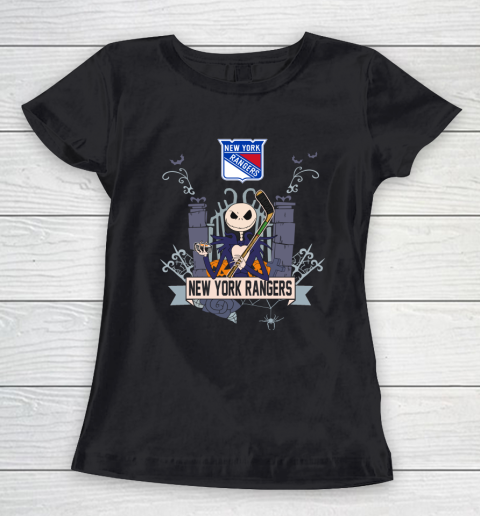 NHL New York Rangers Hockey Jack Skellington Halloween Women's T-Shirt