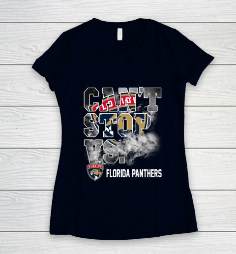 NHL Florida Panthers Hockey Can't Stop Vs Women's V-Neck T-Shirt 2