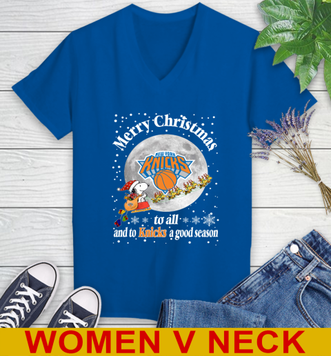New York Knicks Merry Christmas To All And To Knicks A Good Season NBA Basketball Sports Women's V-Neck T-Shirt 9