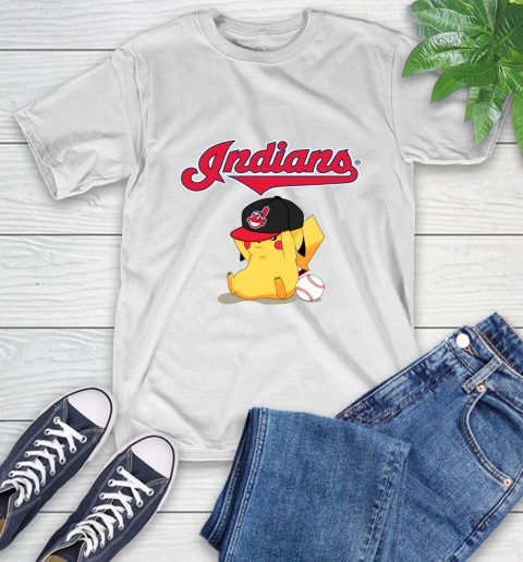 MLB Pikachu Baseball Sports Cleveland Indians T-Shirt