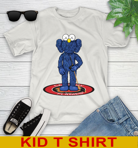NHL Hockey Calgary Flames Kaws Bff Blue Figure Shirt Youth T-Shirt 12
