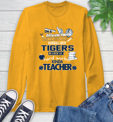 Detroit Tigers MLB I'm A Difference Making Student Caring Baseball Loving Kinda Teacher Long Sleeve T-Shirt 2