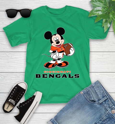 NFL Football Cincinnati Bengals Cheerful Mickey Mouse Shirt Youth T-Shirt 6