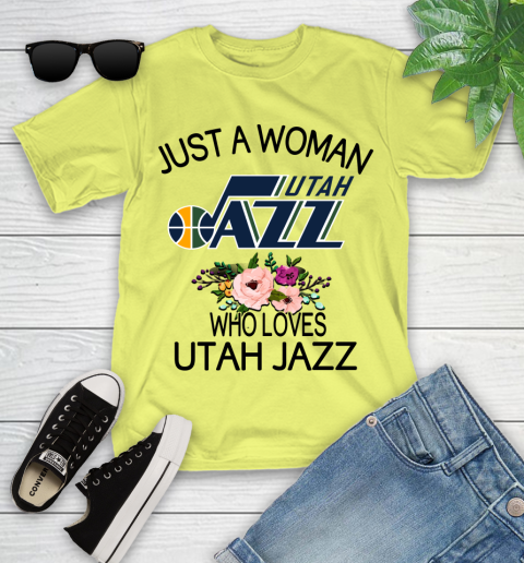 NBA Just A Woman Who Loves Utah Jazz Basketball Sports Youth T-Shirt 5