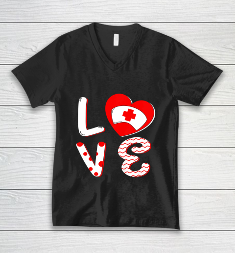 Medical Nurse Valentine Day Shirt Love Matching V-Neck T-Shirt