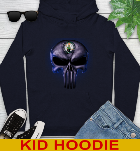 Boston Celtics NBA Basketball Punisher Skull Sports Youth Hoodie 3