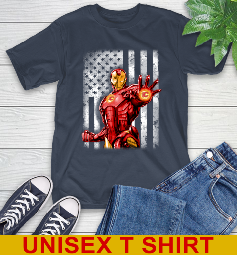 Calgary Flames NHL Hockey Iron Man Avengers American Flag Shirt T-Shirt 3