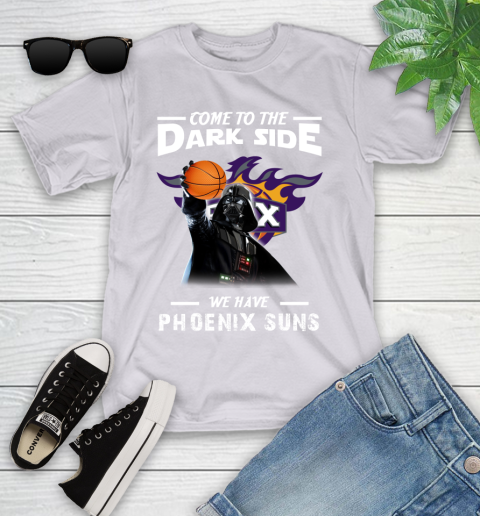 NBA Come To The Dark Side We Have Phoenix Suns Star Wars Darth Vader Basketball Youth T-Shirt 4