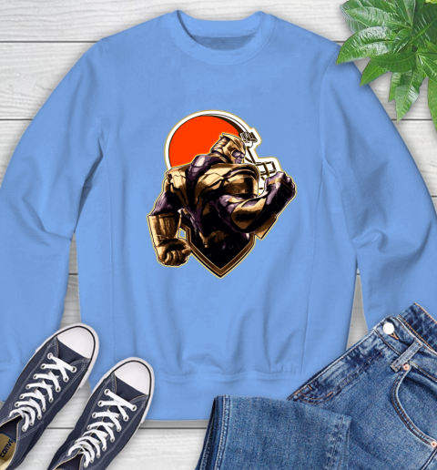 NFL Thanos Avengers Endgame Football Sports Cleveland Browns Sweatshirt - Image 12