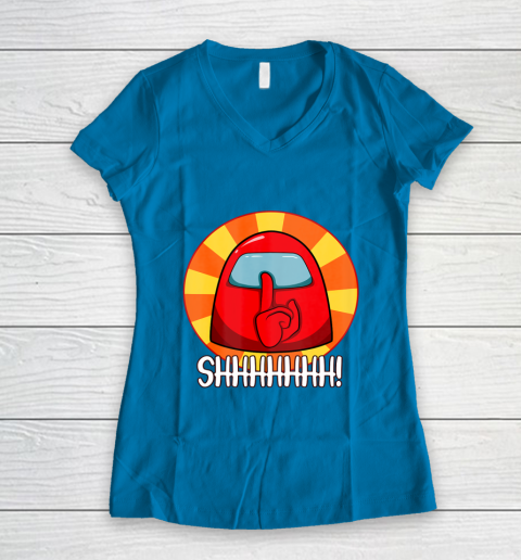 Among Us Game Shirt Cool Among Us shirt Crewmate or Impostor SHHHHHH Women's V-Neck T-Shirt 5