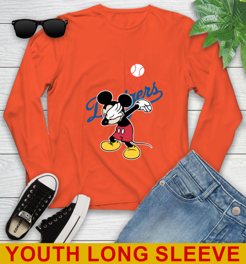 Los Angeles Dodgers MLB Baseball Dabbing Mickey Disney Sports Youth Long Sleeve 4