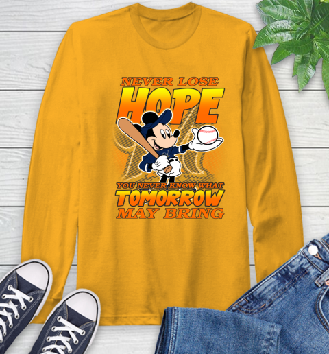 Milwaukee Brewers MLB Baseball Mickey Disney Never Lose Hope Long Sleeve T-Shirt 2