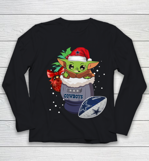 Dallas Cowboys Christmas Baby Yoda Star Wars Funny Happy NFL Youth Long Sleeve