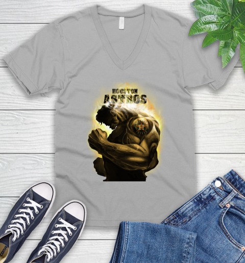 Houston Astros MLB Baseball Hulk Marvel Avengers Sports V-Neck T-Shirt 3