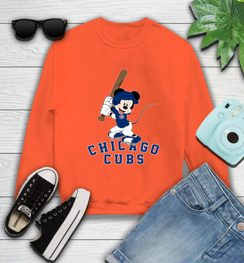 MLB Baseball Chicago Cubs Cheerful Mickey Mouse Shirt Sweatshirt - Image 5