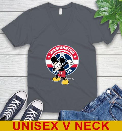 Washington Wizards NBA Basketball Dabbing Mickey Disney Sports V-Neck T-Shirt 5