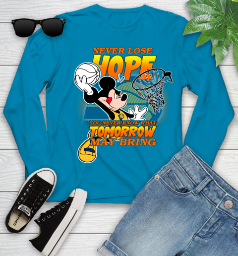 Indiana Pacers NBA Basketball Mickey Disney Never Lose Hope Youth Long Sleeve 8