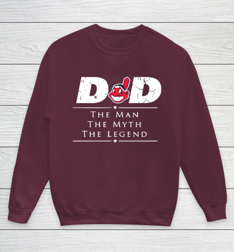Cleveland Indians MLB Baseball Dad The Man The Myth The Legend Youth Sweatshirt 4
