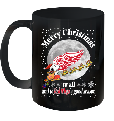 Detroit Red Wings Merry Christmas To All And To Red Wings A Good Season NHL Hockey Sports Ceramic Mug 11oz