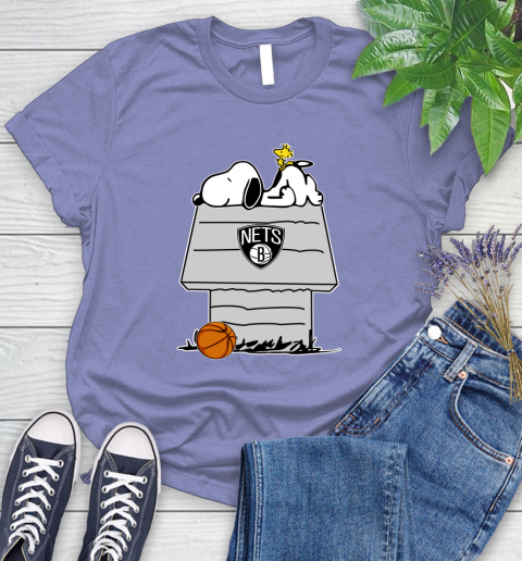 Brooklyn Nets NBA Basketball Snoopy Woodstock The Peanuts Movie Women's T-Shirt 11
