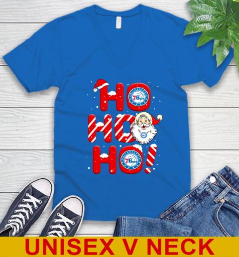 Philadelphia 76ers NBA Basketball Ho Ho Ho Santa Claus Merry Christmas Shirt V-Neck T-Shirt 5