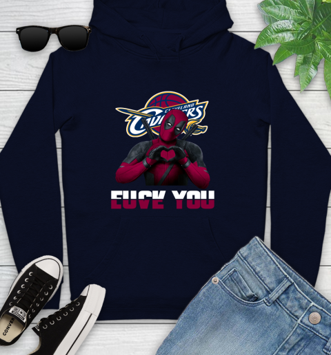 NBA Cleveland Cavaliers Deadpool Love You Fuck You Basketball Sports Youth Hoodie 3