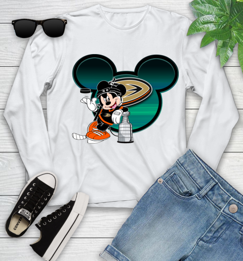 NHL Anaheim Ducks Stanley Cup Mickey Mouse Disney Hockey T Shirt Youth Long Sleeve
