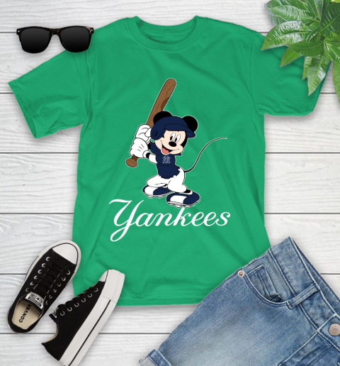 MLB Baseball New York Yankees Cheerful Mickey Mouse Shirt Youth T-Shirt 6