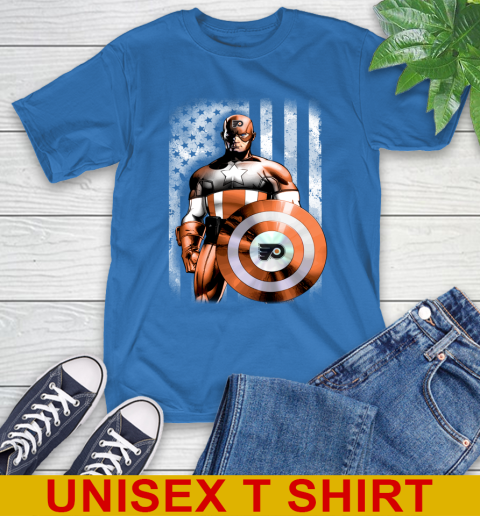 Philadelphia Flyers NHL Hockey Captain America Marvel Avengers American Flag Shirt T-Shirt 11