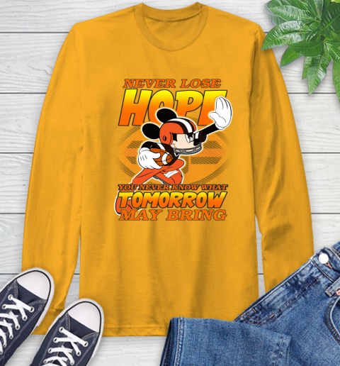 Cleveland Browns NFL Football Mickey Disney Never Lose Hope Long Sleeve T-Shirt 2