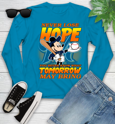 Milwaukee Brewers MLB Baseball Mickey Disney Never Lose Hope Youth Long Sleeve 8