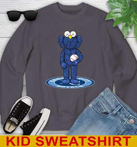 MLB Baseball Kansas City Royals Kaws Bff Blue Figure Shirt Youth Sweatshirt - Image 7