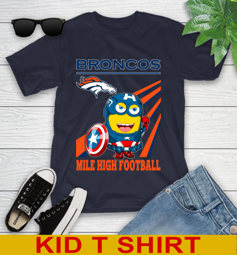 NFL Football Denver Broncos Captain America Marvel Avengers Minion Shirt Youth T-Shirt 2