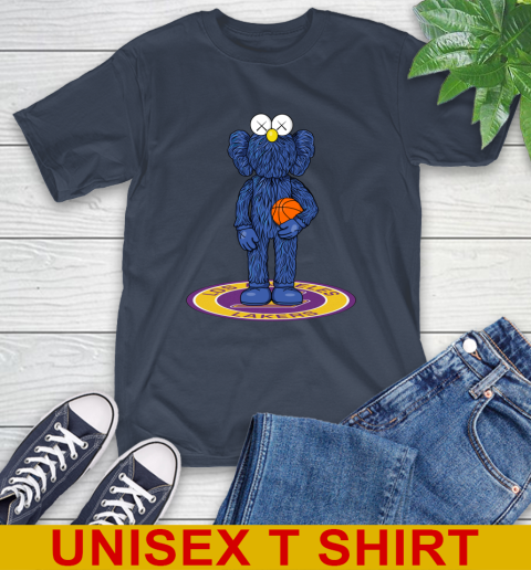 NBA Basketball Los Angeles Lakers Kaws Bff Blue Figure Shirt T-Shirt 4