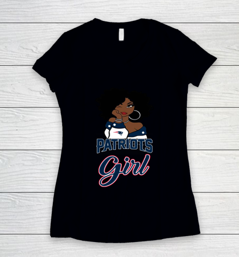 New England Patriots Girl NFL Women's V-Neck T-Shirt