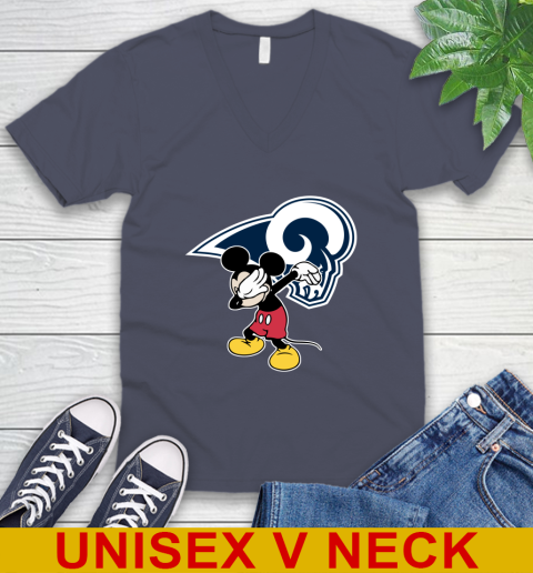 Los Angeles Rams NFL Football Dabbing Mickey Disney Sports V-Neck T-Shirt 8