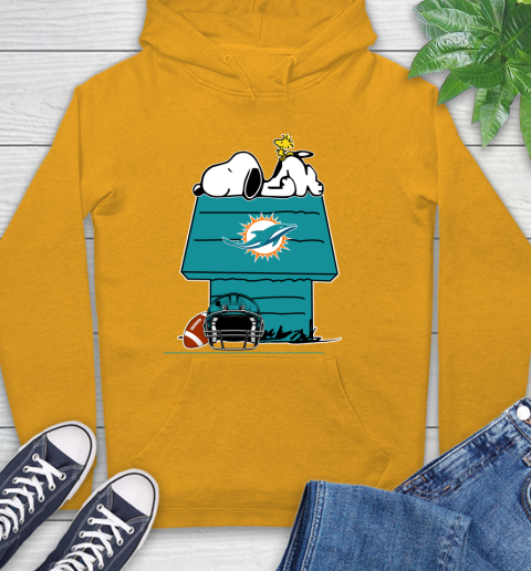 Miami Dolphins NFL Football Snoopy Woodstock The Peanuts Movie Hoodie 3