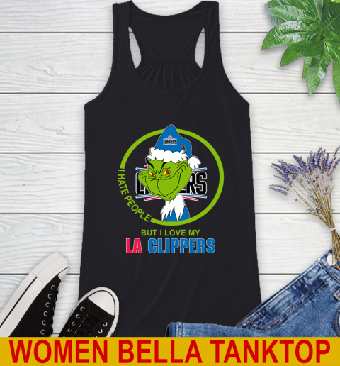 LA Clippers NBA Christmas Grinch I Hate People But I Love My Favorite Basketball Team Racerback Tank 2