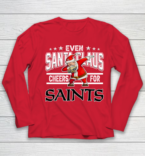 New Orleans Saints Even Santa Claus Cheers For Christmas NFL Youth Long Sleeve 8