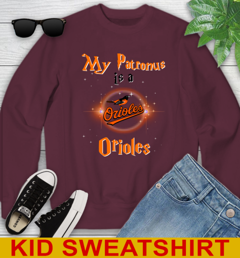 MLB Baseball Harry Potter My Patronus Is A Baltimore Orioles Youth Sweatshirt 5 MLB Baseball Harry Potter My Patronus Is A Baltimore Orioles Youth Sweatshirt - Image 5