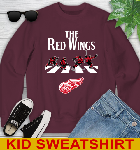 NHL Hockey Detroit Red Wings The Beatles Rock Band Shirt Youth Sweatshirt 4