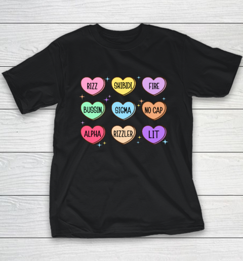 Skibidi Valentine's Day Candy Heart Funny Valentine Rizz Youth T-Shirt